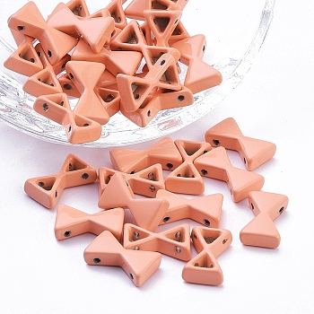 Spray Painted Alloy Multi-Strand Links, For Tile Elastic Bracelets Making, Bowknot, Sandy Brown, 13x8x3.5mm, Hole: 1mm