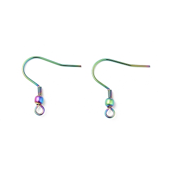 316 Surgical Stainless Steel Hook Earrings, Ear Wire, with Horizontal Loops, Rainbow Color, 21x20.5x3mm, Hole: 2mm, 22 Gauge, Pin: 0.6mm