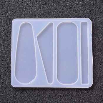 DIY Silicone Hair Clip Molds, Resin Casting Molds, for UV Resin, Epoxy Resin Jewelry Making, Teardrop & Triangle & Column & Rectangle, White, 78x90x3.5mm, Inner Diameter: 70~71x7.5~23mm