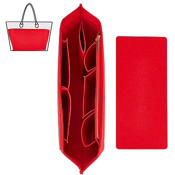 Felt Purse Organizer Insert, Handbag Tote Shaper Organiser, Bag Accessories, Rectangle, Red, Bag: 37x23x16cm, Plate: 37.5x17x0.4cm, 2pcs/set
