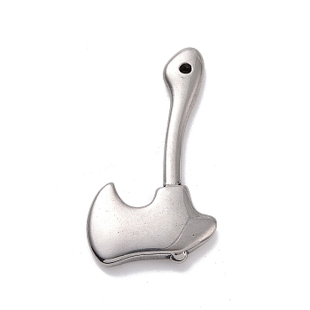 304 Stainless Steel Pendants, Axe, Stainless Steel Color, 42.5x22x4mm, Hole: 1mm