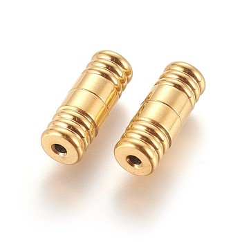 304 Stainless Steel Screw Clasps, Ion Plating (IP), Column, Golden, 18x7mm, Hole: 2mm