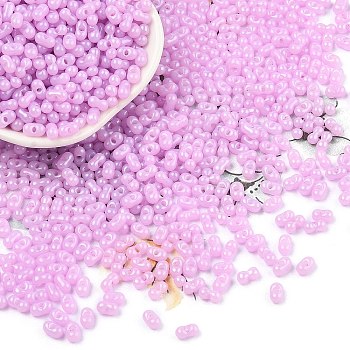 Baking Paint Glass Seed Beads, Peanut, Violet, 6x3.5x3mm, Hole: 1mm, about 4500pcs/pound