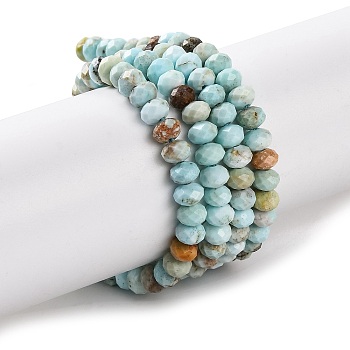 Natural Howlite Beads Strands, Dyed, Faceted, Rondelle, Pale Turquoise, 4.5x3mm, Hole: 0.8mm, about 123~127pcs/strand, 15.24~15.55''(38.5~39.5cm)