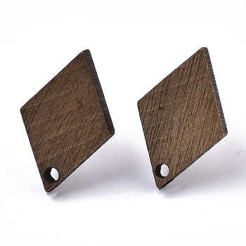 Walnut Wood Pendants, Rhombus Charms, Coconut Brown, 18x12mm, Hole: 1.6mm