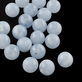 Acrylic Imitation Gemstone Beads, Round, Cornflower Blue, 10mm, Hole: 2mm, about 925pcs/500g