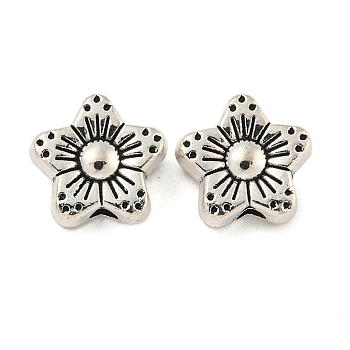 Tibetan Style Alloy Flower Beads, Cadmium Free & Lead Free, Antique Silver, 9x9x5mm, Hole: 2mm, about 750pcs/1000g