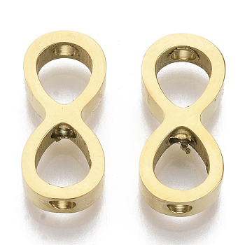 304 Stainless Steel Beads, Infinity, Golden, 14.5x7x3mm, Hole: 2mm