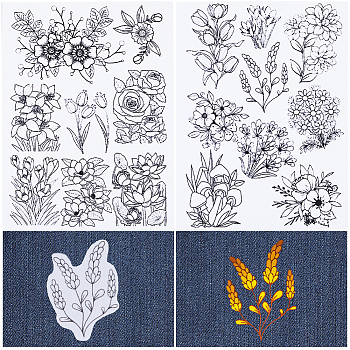 PVA Water-soluble Embroidery Aid Drawing Sketch, Flower, 297x210mmm, 2pcs/set