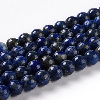 Natural Lapis Lazuli Beads Strands, Grade A, Round, 8mm, Hole: 1mm, about 46~48pcs/strand, 16 inch