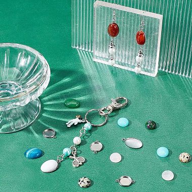 DIY Flat Round & Oval Stone Pendant Making Kit(DIY-UN0003-08)-3