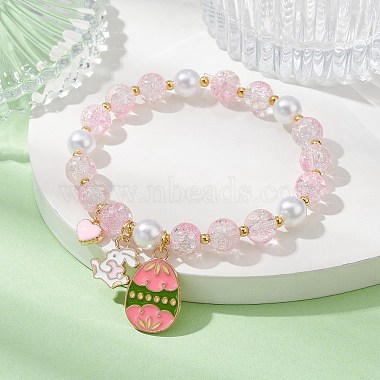 bracelet extensible perles rondes en verre(BJEW-JB09776-01)-2