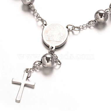 Rosary Bead Bracelets with Cross(X-BJEW-E282-01P)-2