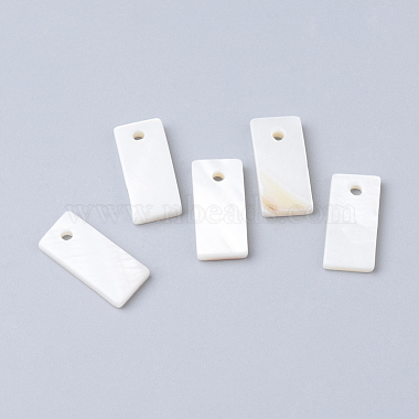 White Rectangle Freshwater Shell Charms