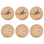 6Pcs Porcelain Buttons, 4-Hole, Flat Round, BurlyWood, 24.5x4.5mm, Hole: 3mm(BUTT-OC0001-59B)