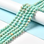 Synthetic Turquoise and Sea Shell Assembled Beads Strands, Dyed, Round, Aquamarine, 4mm, Hole: 0.6mm, about 92pcs/strand, 15.55''(39.5cm)(X-G-D482-01A-08)