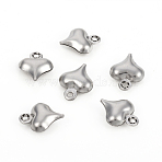 Non-Tarnish 304 Stainless Steel Charms, Puffed Heart, Stainless Steel Color, 9.7x7.6x3.2mm, Hole: 1.2mm(STAS-I149-05B-P)