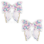 Polyester & Resin Thread Sew On Patches, Hot Melt Adhesive, Cloth Appliques, Bowknot, Plum, 200x200x4mm(PATC-WH20007-08)