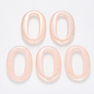 Transparent Acrylic Linking Rings, AB Color Plated, Imitation Gemstone Style, Oval, Pink, 35.5x25x4.5mm, Inner Diameter: 26x10.5mm(TACR-T016-08E)