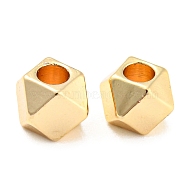 Brass Beads, Faceted Cube Beads, Real 14K Gold Plated, 5x5mm, Hole: 2.5mm(KK-E046-63G-04)