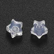 Transparent Silicone Ear Nuts, Earring Backs, Star, White, 6x6.3x5mm, Hole: 0.9mm(SIL-N003-02)
