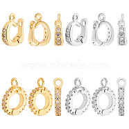 8Pcs 4 Style Brass Cubic Zirconia Enhancer Shortener Bails, Hinged Pendant Bails, Long-Lasting Plated, Mixed Color, 10.5~12.3x7~9.2x2~3mm, Hole: 1~1.6mm, 2pcs/style(KK-FH0003-55)