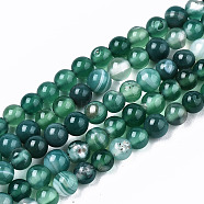 Natural Agate Beads Strands, Dyed, Round, Green, 4.5mm, Hole: 1mm, about 95~99pcs/strand, 14.96 inch~15.20 inch(38cm~38.6cm)(G-T131-36D)