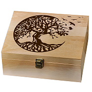 Rectangle Wooden Memory Keepsake Boxes with Lids, for Anniversary, Wedding, Memory, Birthday, Valentines Day, Tree, 24.5x19.5x10.3cm(CON-WH0101-004)