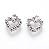 CCB Plastic Charms, Heart, Platinum, 15x13x3mm, Hole: 1.8mm(CCB-E052-02P)