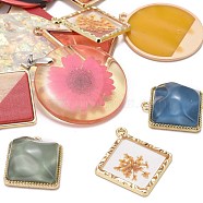 Epoxy Resin Pendants, with Golden Foil, Mixed Shape, Mixed Color, 15~50x14~40x1.5~8mm, Hole: 1~2mm(CRES-MSMC002-57)