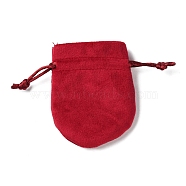 Velvet Storage Bags, Drawstring Pouches Packaging Bag, Oval, Crimson, 9x7cm(ABAG-H112-01A-05)