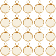 40Pcs 304 Stainless Steel Pendant Cabochon Settings, Plain Edge Bezel Cups, Flat Round, Real 24K Gold Plated, Tray: 10mm, 15x12x2mm, Hole: 2.2mm(STAS-BBC0006-24A-G)