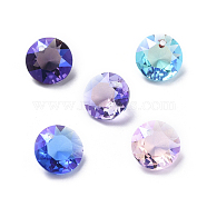Glass Rhinestone Charms, Faceted, Flat Round, Mixed Color, 10x5.3mm, Hole: 1.2mm(X-RGLA-L016-A-M)