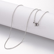 304 Stainless Steel Necklace, Cable Chains, with Lobster Clasps, Stainless Steel Color, 19.69 inch(500mm), 1.5mm(MAK-G004-05P)