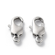 Brass Lobster Claw Clasps, Real Platinum Plated, 13x7x3mm, Hole: 1.6mm(KK-G479-02P)