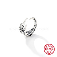 925 Sterling Silver Open Cuff Ring, Skull, with 925 Stamp, Antique Silver, Inner Diameter: 16mm(QY8581-1)