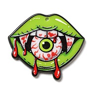 Acrylic Pendant, Lip with Eye, Lawn Green, 35x39.5x2.5mm, Hole: 1.8mm(OACR-H021-01A)