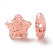 Opaque Acrylic with Point Pattern Beads, Star, Light Salmon, 19x20x8.5mm, Hole: 2mm(OACR-G010-02A)