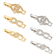 Olycraft 6Pcs 6 Styles Rack Plating Brass Micro Pave Clear Cubic Zirconia Watch Band Clasps, Cadmium Free & Lead Free, Long-Lasting Plated, Bowknot & Infinity & Flower, Platinum & Golden, 31~34x8~14x4mm, hole: 3~4x3~3mm, 1pc/style(ZIRC-OC0001-07)