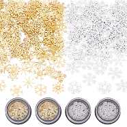 Alloy & Brass Cabochons, Nail Art Decoration Accessories, Christmas Snowflake, Golden & Silver, 4x4x0.1mm(MRMJ-OC0003-91)