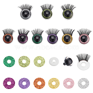 Elite 18 Sets Craft Resin Doll Eyes, 18Pcs Acrylic Doll Eyelashes, Doll Eye Make Up Accessories, for Doll DIY Craft Making, Mixed Color, 21x20mm(DOLL-PH0001-35)
