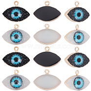 Druzy Resin Pendants, with Edge Light Gold Plated Iron Loops, Evil Eye, Mixed Color, 17x23x7.5mm, Hole: 2mm, 20pcs/box(RESI-FH0001-17)