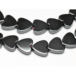 Non-magnetic Synthetic Hematite Beads Strands, Mother's Day Gifts Making, Heart, Black, Size: about 8mm in diameter, 2.2mm thick, hole: 0.8mm(X-IM007)