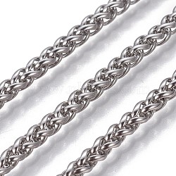 3.28 Feet 304 Stainless Steel Wheat Chains, Foxtail Chain, Unwelded, Stainless Steel Color, 3mm(X-CHS-P007-13P)