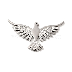 Non-Tarnish 304 Stainless Steel Pendants, Textured and Laser Cut, Bird Charm, Stainless Steel Color, 17x30x1.5mm, Hole: 0.5mm(STAS-Q301-24P)