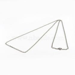 304 Stainless Steel Necklaces, Cable Chain Necklaces, with Lobster Claw Clasps, Faceted, Stainless Steel Color, 29.5 inch(74.9cm), 2.5mm(NJEW-D265-02P)