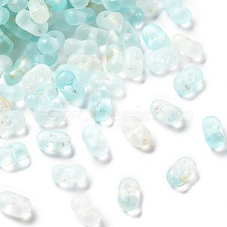 Gradient Color Transparent Acrylic Beads, with Golden Foil, Peanut, Pale Turquoise, 3x6x4mm, Hole: 1.5mm, about: 1250pcs/50g(X-OACR-M023-06F)