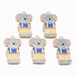 Alloy Enamel Pendants, Cadmium Free & Lead Free, Koala, Light Gold, Gainsboro, 32.5x18.5x1.5mm, Hole: 1.8mm(X-ENAM-T011-16KC-RS)