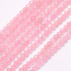 Natural Rose Quartz Beads Strands, Faceted, Round, 3mm, Hole: 0.5mm, about 180~189pcs/strand, 15.7 inch(40cm)(G-F509-28-3mm)