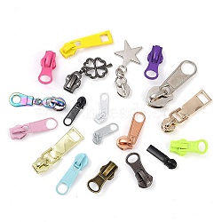 Iron & Alloy Zipper Sliders, Mixed Color, 24~51x6.5~22x6~12mm(FIND-XCP0003-33)